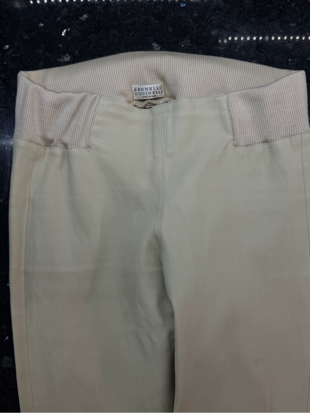 Brunello Cucinelli Beige Slim Stretch leather leggings